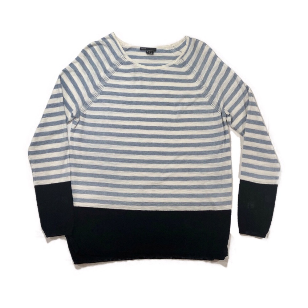 VINCE LS Coastal Color Block Striped Sweater S